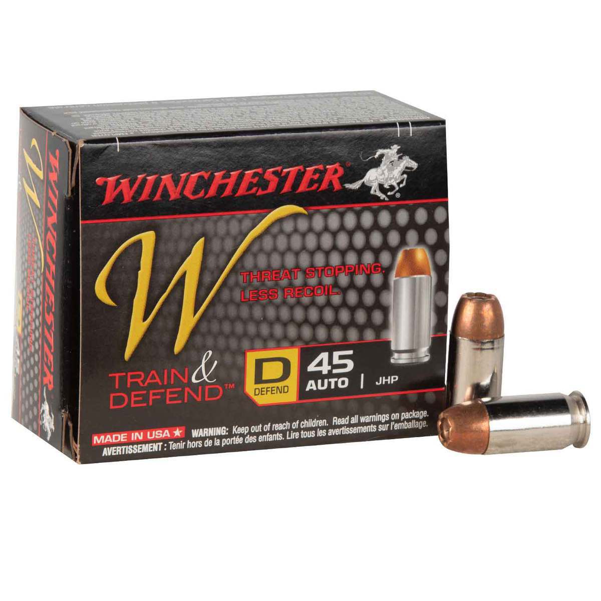 Winchester Train And Defend 45 Auto  230gr JHP Handgun Ammo - 20 Rounds
